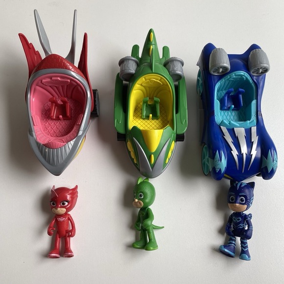 Pj Mask Figures and‎ Toy Lot 3 Vehicles Catboy, Owlette, Gekko - Picture 4 of 5
